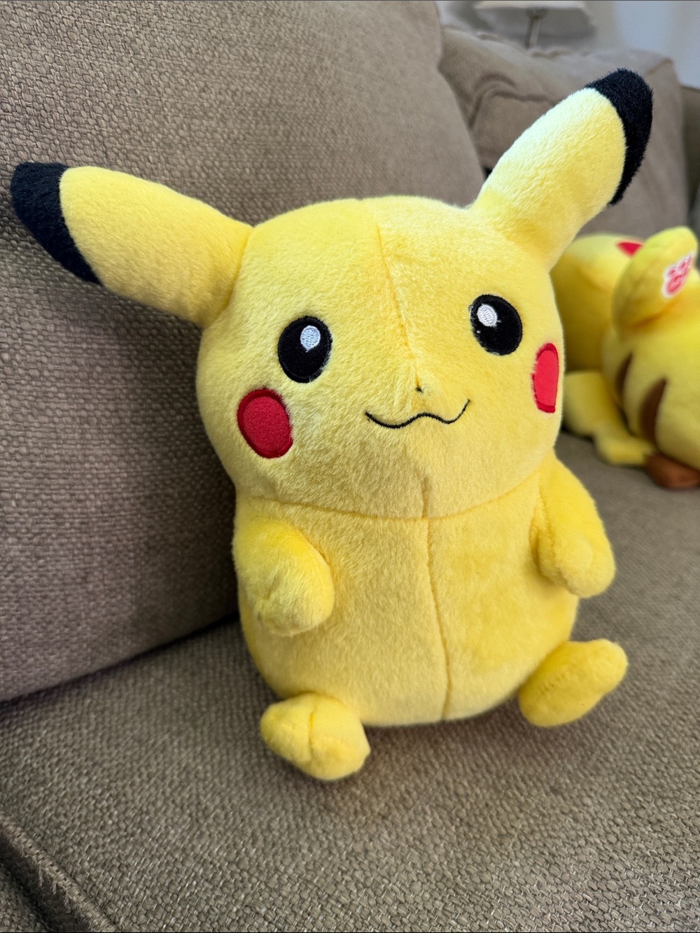 Pokemon Pikachu Plush Toy - Yellow with Red Cheeks and Black Ear Tips